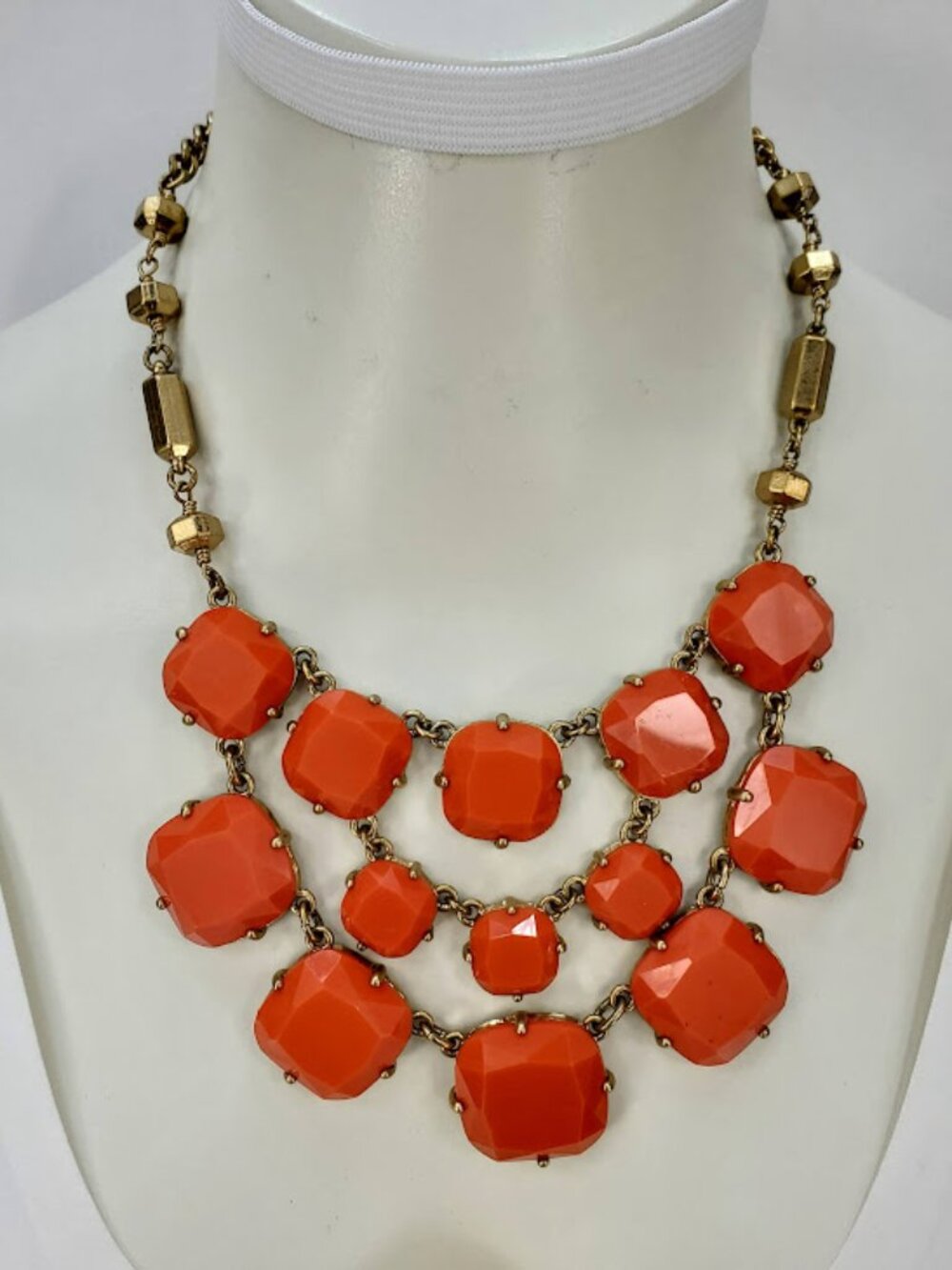 Stella & Dot Olivia Orange Bib Statement Necklace
